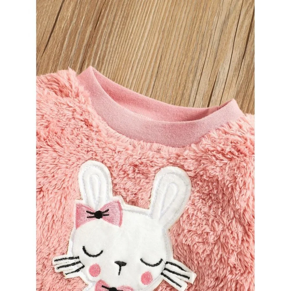 NWT SHEIN Baby‎ Cartoon Embroidery Pullover & Sweatpants Size 18-24M Color Pink